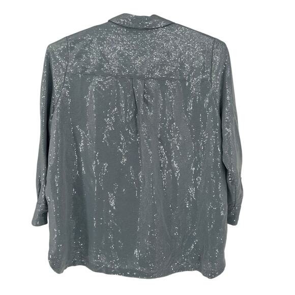 NEW Worthington + Jason Bolden Ice Blue Sequin Button Down Blouse 2X - Picture 2 of 9